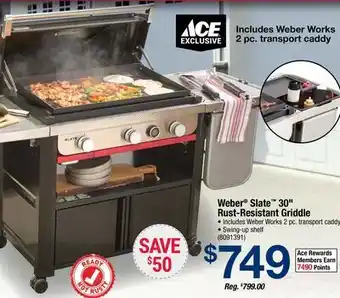 Ace Hardware Weber Slate 30 Rust-Resistant Griddle offer