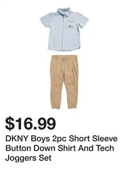Marshalls DKNY Boys 2pc Short Sleeve Button Down Shirt And Tech Joggers Set offer