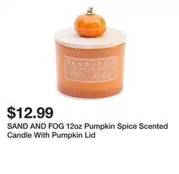 Marshalls SAND AND FOG 12oz Pumpkin Spice Scented Candle With Pumpkin Lid offer