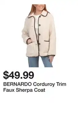 Marshalls BERNARDO Corduroy Trim Faux Sherpa Coat offer