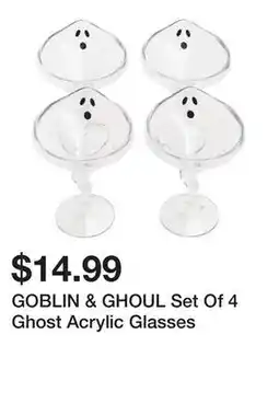 Marshalls GOBLIN & GHOUL Set Of 4 Ghost Acrylic Glasses offer