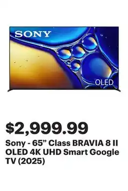 Best Buy Sony - 65 Class BRAVIA 8 II OLED 4K UHD Smart Google TV (2025) offer