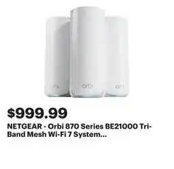 Best Buy NETGEAR - Orbi 870 Series BE21000 Tri-Band Mesh Wi-Fi 7 System (3-pack) - White offer