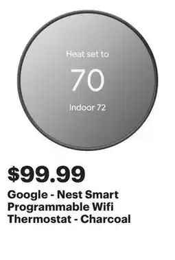 Best Buy Google - Nest Smart Programmable Wifi Thermostat - Charcoal offer
