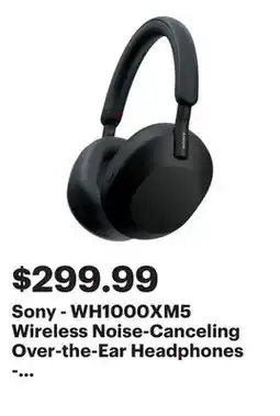 Best Buy Sony - WH1000XM5 Wireless Noise-Canceling Over-the-Ear Headphones - Black offer