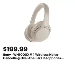 Best Buy Sony - WH1000XM4 Wireless Noise-Cancelling Over-the-Ear Headphones - Silver offer
