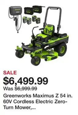 Tractor Supply Company Greenworks Maximus Z 54 in. 60V Cordless Electric Zero-Turn Mower, Battery and Charger Included offer