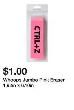 Five Below Whoops Jumbo Pink Eraser 1.92in x 6.10in offer