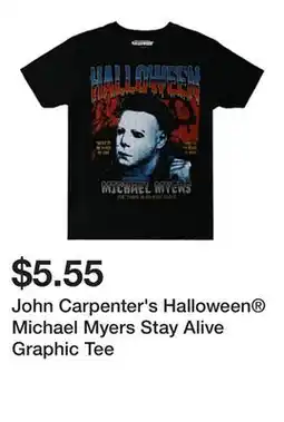 Five Below John Carpenter's Halloween Michael Myers Stay Alive Graphic Tee offer