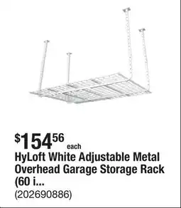 The Home Depot HyLoft White Adjustable Metal Overhead Garage Storage Rack (60 in W x 45 in D) offer