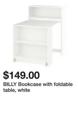 Ikea BILLY Bookcase with foldable table, white offer