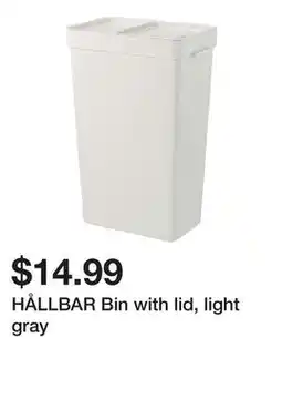 Ikea HÅLLBAR Bin with lid, light gray offer