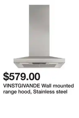 Ikea VINSTGIVANDE Wall mounted range hood, Stainless steel offer