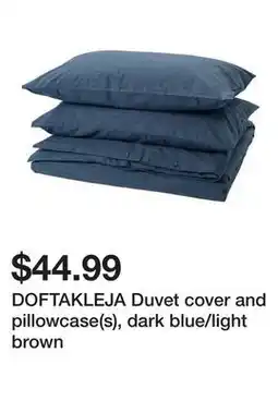 Ikea DOFTAKLEJA Duvet cover and pillowcase(s), dark blue/light brown offer
