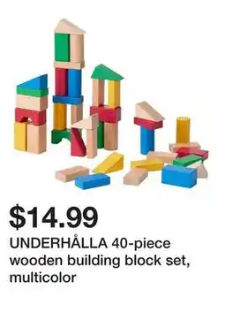 Ikea UNDERHÅLLA 40-piece wooden building block set, multicolor offer