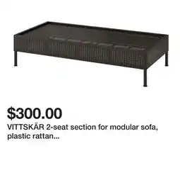 Ikea VITTSKÄR 2-seat section for modular sofa, plastic rattan outdoor/dark gray offer