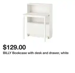 Ikea BILLY Bookcase with desk and drawer, white offer