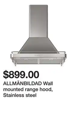 Ikea ALLMÄNBILDAD Wall mounted range hood, Stainless steel offer