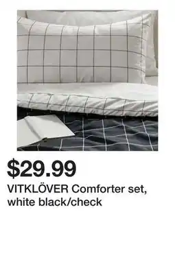 Ikea VITKLÖVER Comforter set, white black/check offer