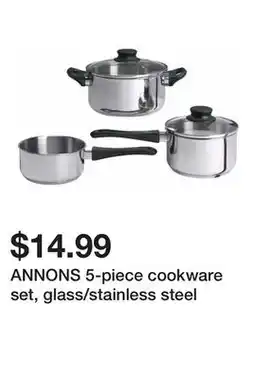 Ikea ANNONS 5-piece cookware set, glass/stainless steel offer