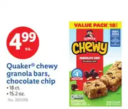 Lidl Quaker chewy granola bars, chocolate chip offer