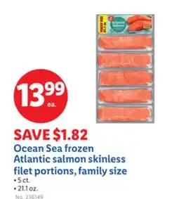 Lidl Ocean Sea frozen Atlantic salmon skinless filet portions, family size offer