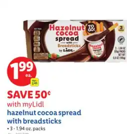 Lidl hazelnut cocoa spread with breadsticks offer