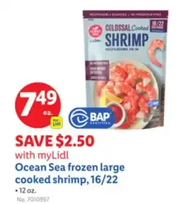 Lidl Ocean Sea frozen large cooked shrimp, 16/22 offer