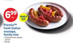Lidl Premio fresh Italian sausage, family size offer