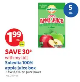 Lidl Solevita 100% apple juice box offer