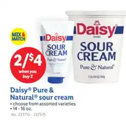 Lidl Daisy Pure & Natural sour cream offer