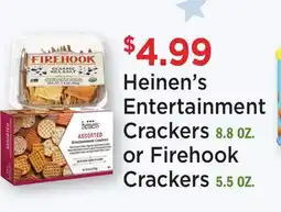 Heinen's Heinen's Entertainment Crackers 8.8 OZ. or Firehook Crackers 5.5 OZ offer