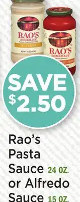 Heinen's Rao's Pasta Sauce 24 OZ. or Alfredo Sauce 15 OZ offer