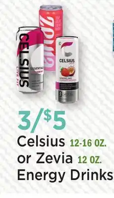 Heinen's Celsius 12-16 OZ. or Zevia 12 OZ. Energy Drinks offer