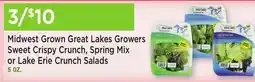 Heinen's Midwest Grown Great Lakes Growers Sweet Crispy Crunch, Spring Mix or Lake Erie Crunch Salads offer