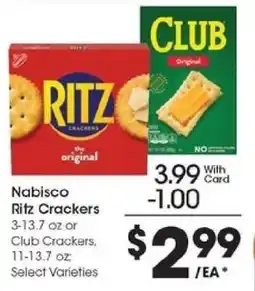 Kroger Nabisco Ritz Crackers or Club Crackers offer