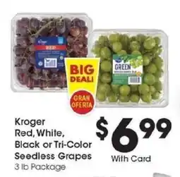 Kroger Kroger Red, White, Black or Tri-Color Seedless Grapes offer
