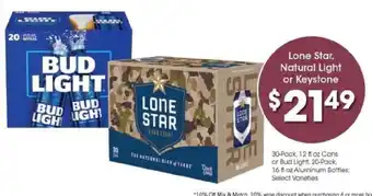 Kroger Lone Star, Natural Light or Keystone offer