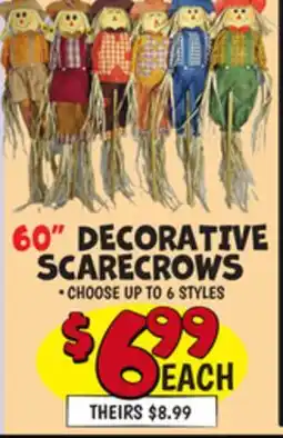 Ollie's 60 DECORATIVE SCARECROWS offer