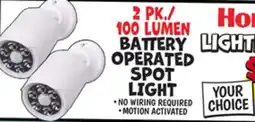 Ollie's 2 PK./100 LUMEN BATTERY OPERATED SPOT LIGHT offer