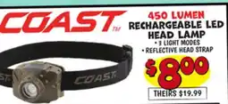 Ollie's 450 Lumen Rechargeable LED Head Lamp offer