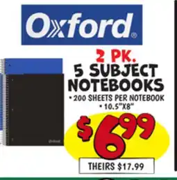 Ollie's OXFORD 2 PK. 5 SUBJECT NOTEBOOKS offer