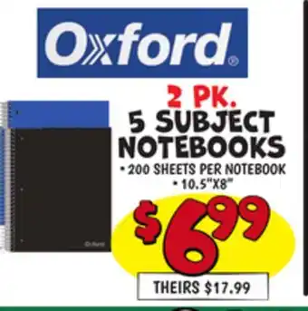 Ollie's OXFORD 2 PK. 5 SUBJECT NOTEBOOKS offer