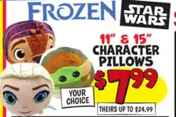 Ollie's 11 & 15 CHARACTER PILLOWS offer
