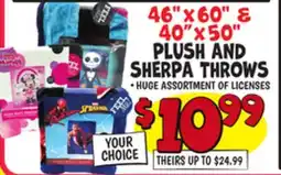 Ollie's 46 X 60 & 40 X 50 PLUSH AND SHERPA THROWS offer