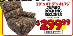 Ollie's 39X42.5X41.75 JUMBO ROCKING RECLINER offer