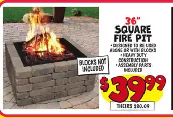 Ollie's 36 SQUARE FIRE PIT offer