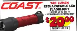 Ollie's 740 lumen Rechargeable LED Flashlight offer