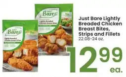 Albertsons Just Bare Lightly Breaded Chicken Breast Bites, Strips and Fillets offer