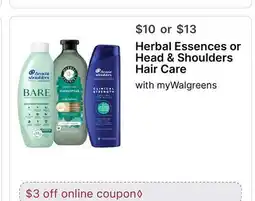 Walgreens Herbal Essences or Head & Shoulders Hair Care offer